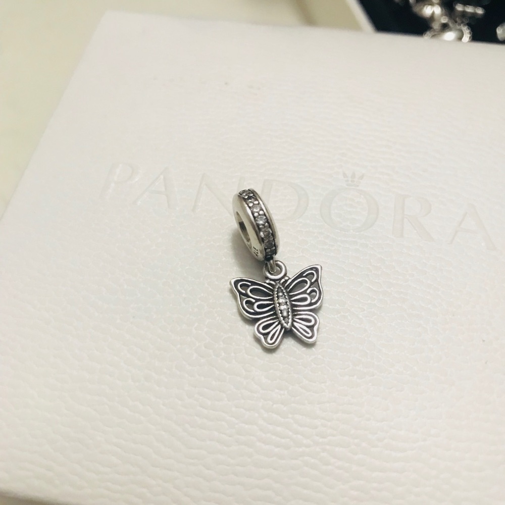 Authentic Pandora Butterfly with clear CZ Charm
